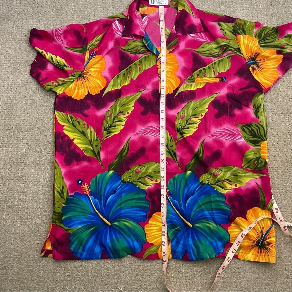VHO Floral Hawaiian Silk Shirt Vintage Size XL - Picture 5 of 6